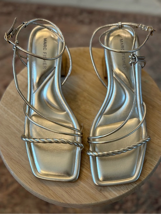 Marc Fisher Shoes - NWOT: Marc Fisher Silver Metallic Twist-Strap Sandals